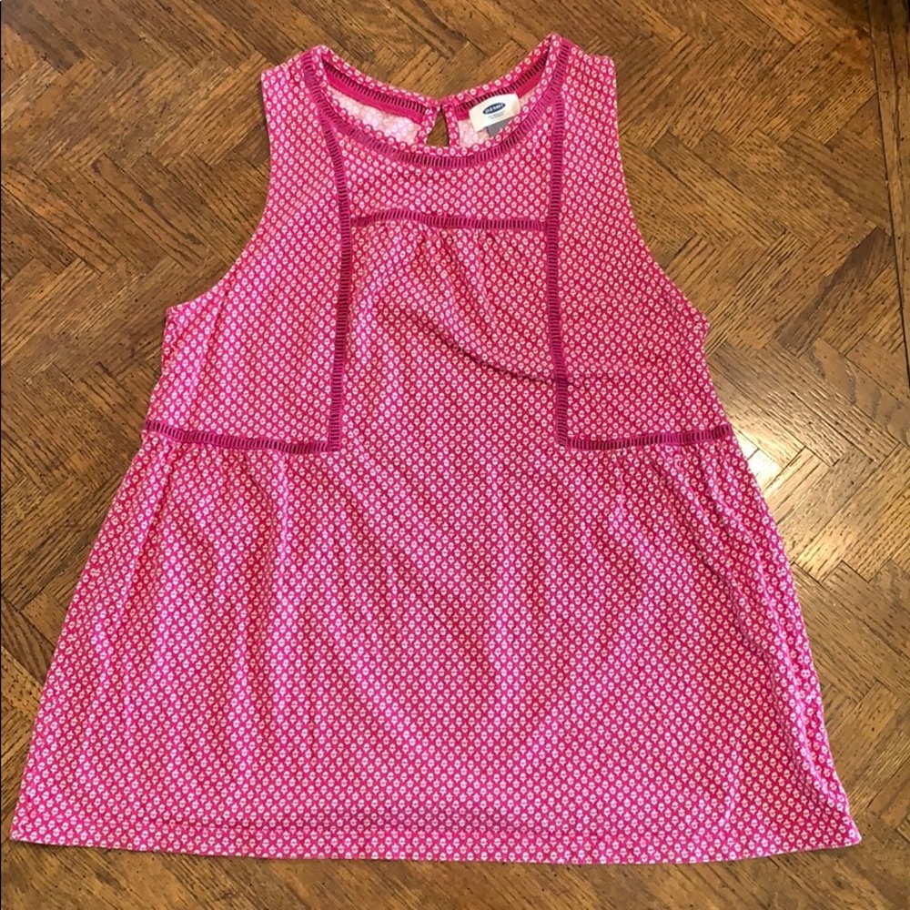 {Old Navy}SzL Hot Pink Floral Sleeveless Top